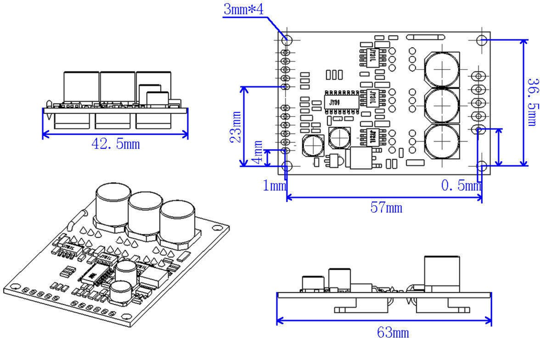Доска водителя мотора DC BLDC JYQD 12V-36V для мотора датчика Hall