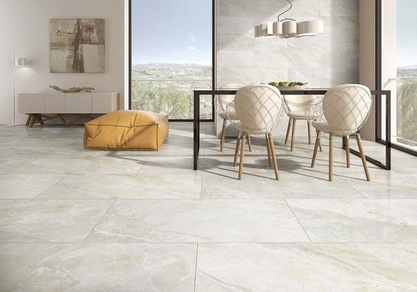 Beige Grey Marble Porcelain Tile 12mm Thickness Polished 60x120 cm Size