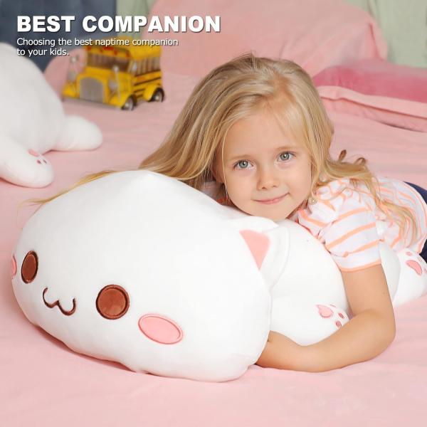 Onsoyours Kitten Cute Plush Toy 25.5  Animal de estimação recheado Kitty Anime Soft Cat Large Plush Pillow para crianças (Branco A, 25.5