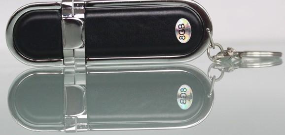 O flash de couro de USB do caso e do metal conduz 006