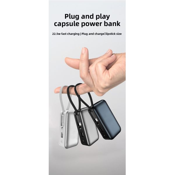 Mini Portable Pocket Power Bank 5000mAh 22.5W with Li Polymer Battery USB / Stand