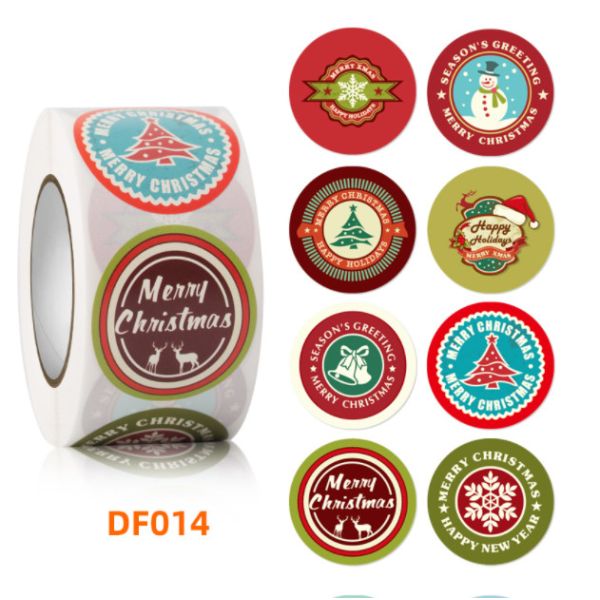 Этикеты винила веселого рождества северного оленя Санта Клауса крена ярлыка CMYK липкие