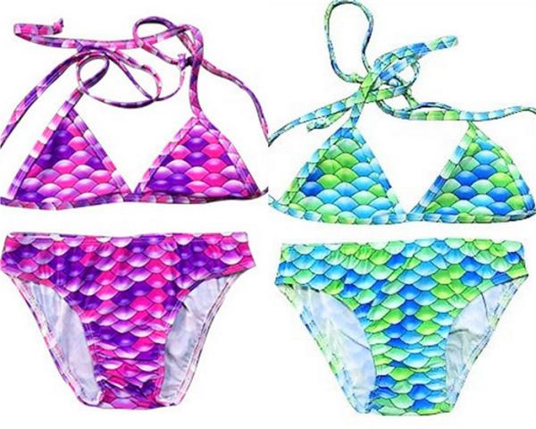 Children Mermaid Swimsuit Bikini 80% Polyester 20% Spandex With 4 Ways Stretchy