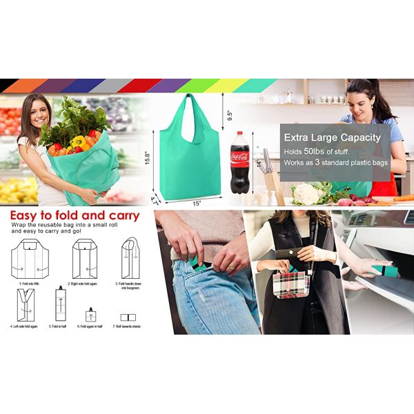 Vegetable Durable Heavy Duty Oxford Polyester XLARGE CAPACITY T-Shirt 201D Polyester Eco Shopping Big Tote Bag