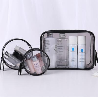 Flexible 3 Piece Clear Cosmetic Bag Set Good Stability Every Size Available