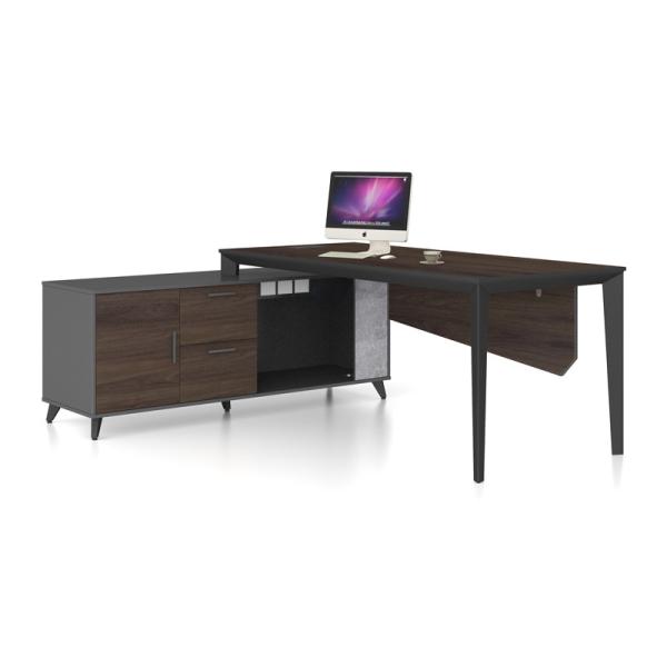 Listras escuras do mármore da hicória da mesa executiva minimalista moderna