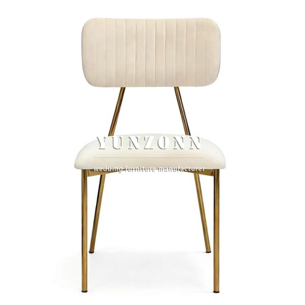 Modern Velvet Stackable Slat Back Chair Metal Legs Commercial Villa Dining Room Furniture for Hotels Weddings Living Rooms