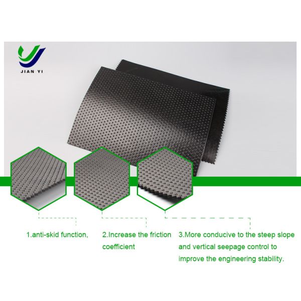 Geomembrana texturizada de HDPE de 50 a 100 m para soluciones antiderrapante y antifiltración