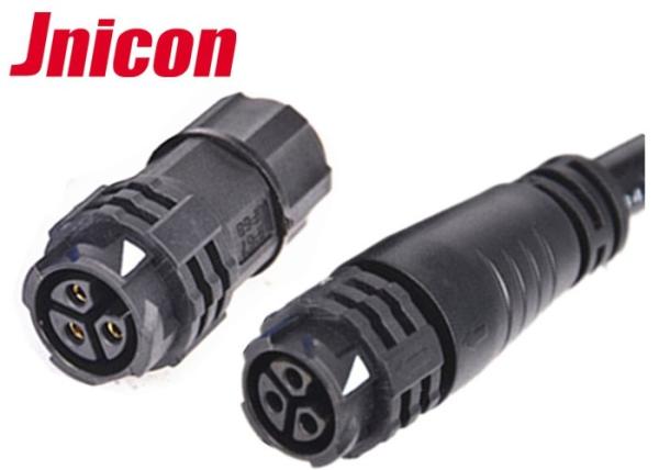 Black 3 Pin Circular Connector Waterproof Assembly And Molded Cable 3 Pole Female Adapter