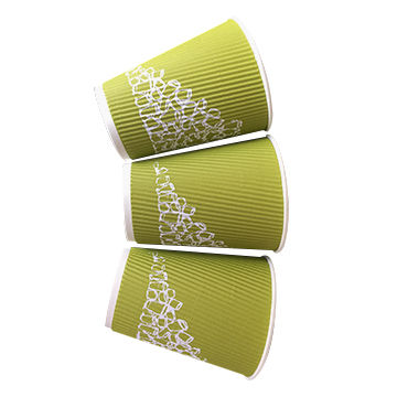 12oz Green Ripple Paper Cups , Paper Coffee Cups For Cafe , Hotel , Restaurant