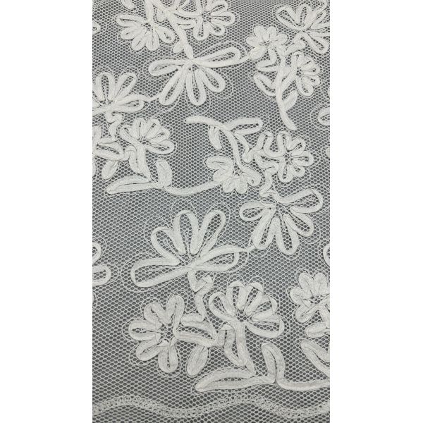 100% Cotton Leafy Corded Lace Fabric Embroidered Lace Fabric Elegent for Clothes