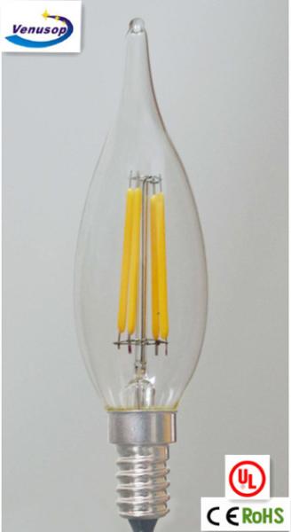 UL ETL listed led filament candle bulb E12 base led candelabra lamp filament COB 2200K 2700K  China manufacturer plant