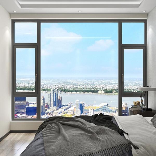 80mm Width Horizontal Opening Aluminum Casement Glass Windows For Commercial Buildings
