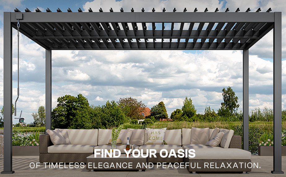 Вилла на открытом воздухе терраса сад алюминиевый сплав тент электрические жалюзи роликовые жалюзи светоизлучающие диоды световой перголы