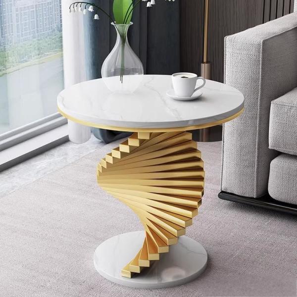 Mesa de café de ouro preto de mármore Mesa lateral de metal casual Uso de escritório em hotéis