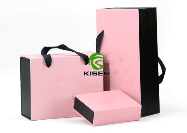 Pink Packaging Cardboard Jewelry Gift Boxes Foldable Slidable For Garment