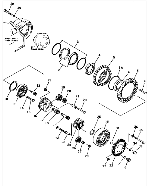 PC200-5 Excavator Gear Sun Travel Gearbox Planetary Carrier Assy 2nd Plate Side Travel Final Drive Gear