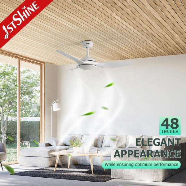Moderno Design LED Ventilador de teto Smart controle remoto e design elegante com lâminas ABS brancas