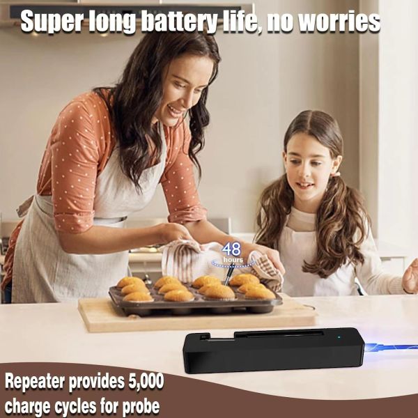 Long distance 150m Remote Smart Bbq  Thermometer Instant Read Digital Bluetooth 5.0 Wireless Meat Thermometer 10 Modes  Meat Thermometer