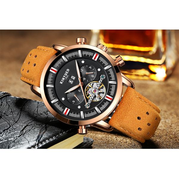 Online Shopping free shipping luxury brand tourbillon leather men watches in wristwatches automatic mechanical watch