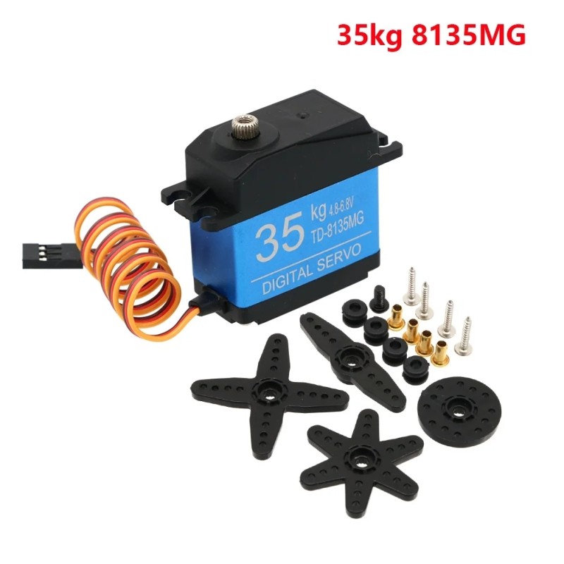 Waterproof 20KG 25 30 35 Servo 180 Degree Large Torque Digital Metal Gears T Arm For RC Car Truck Helicopter