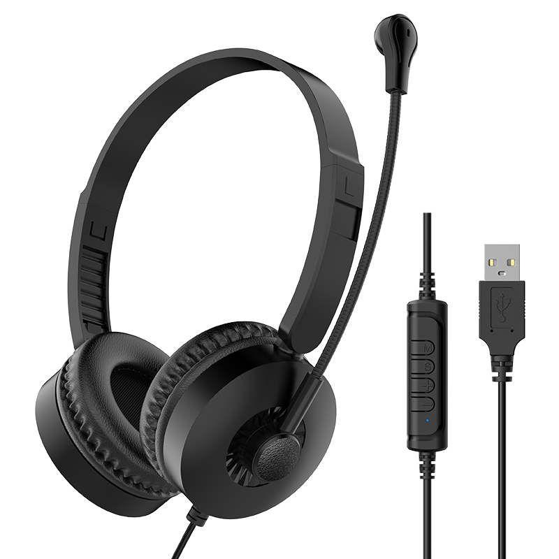 JTY- K3 Head mounted wired headphones with microphone and wired control USB/Type-C/3.5mm multi interface online course learning, customer service, computer headset support OEM/ODM customized products