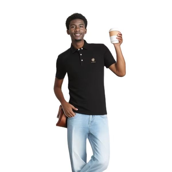New Design Wholesale Custom Quick Dry Breathable Cotton Black Men's Pullover Polo T-shirts