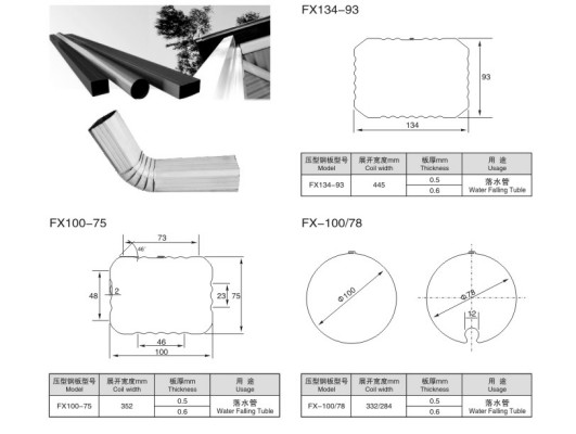 Труба Erw Spout дождя делая Downspout машины 5.5kw делая толь машины