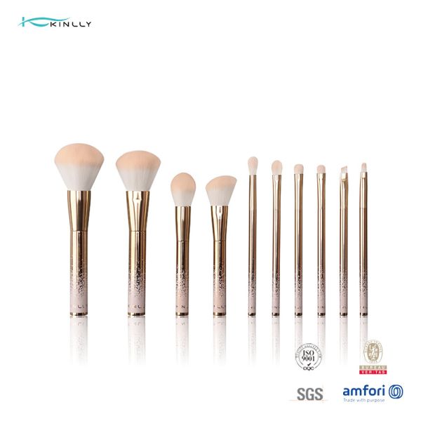 BSCI Powder Makeup Brush Roll Printing Snowflakes Gold Handle
