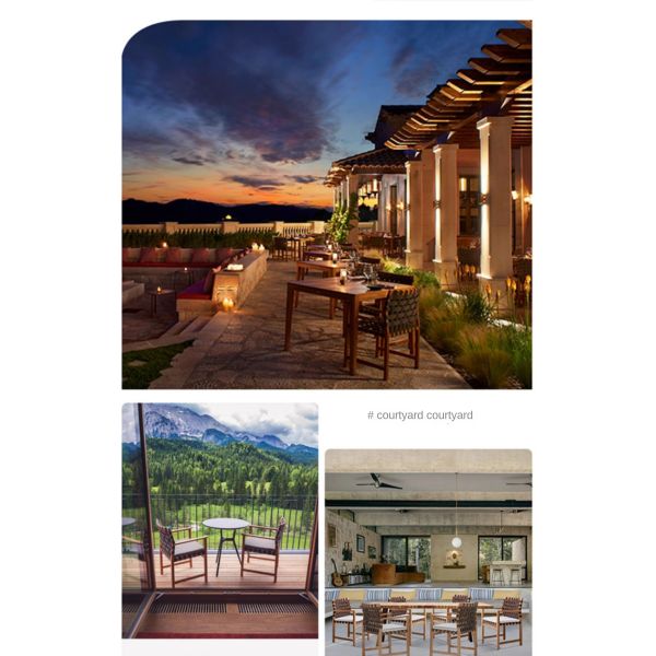 Pastoral Garden Teak Wood Patio Furniture Sets Sun Proof