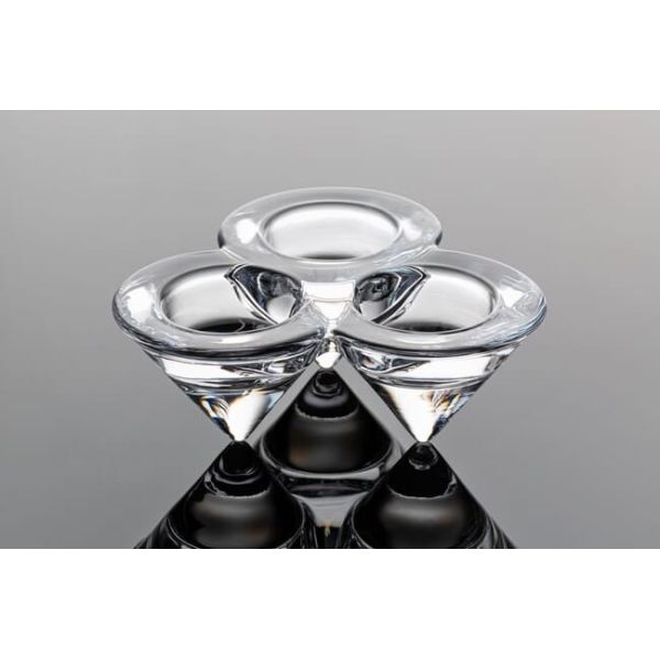Triple Glass Tealight Candle Holders Triangular Cone Shaped Trio Candle Holder