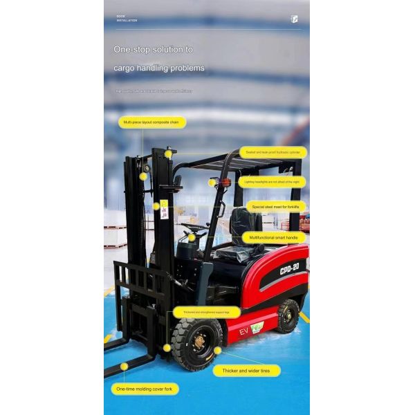 2 Ton 4 Wheel Counterbalance Forklift 48V With Long Battery Life