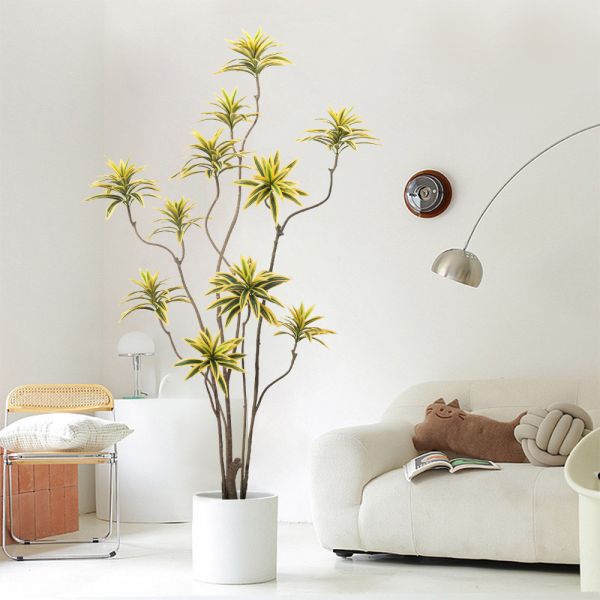 Artificial special-shaped dracaena Reflexa tree green home deco hotel office potted tree