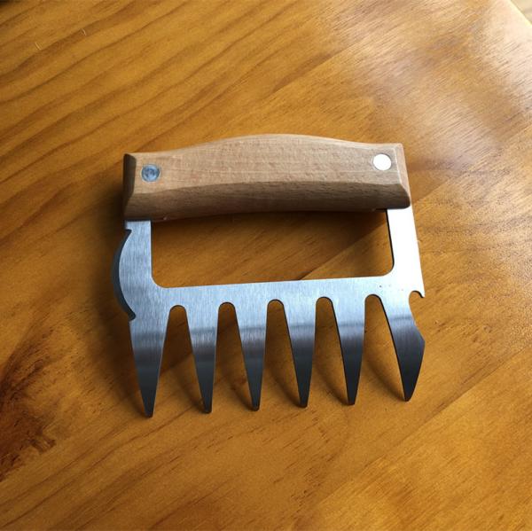 Stainless Steel Metal Meat Claws with Wooden Handle Pulled Pork Shredder Claws