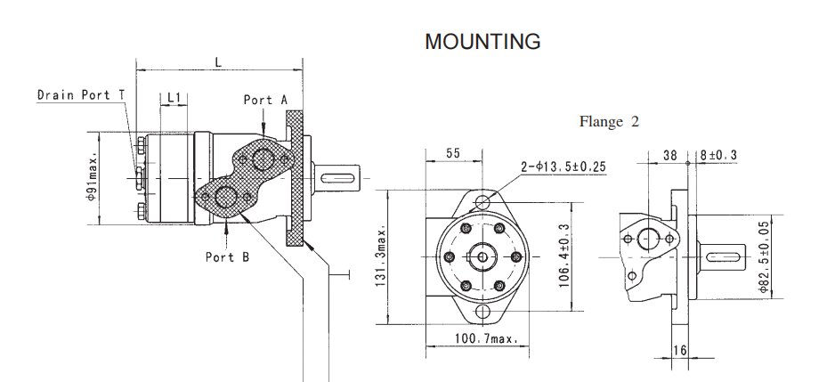 BMP-50-2-A-D Gerotor Hydraulic Motor 50ml/R 2 Bolt Flange Shaft 25mm