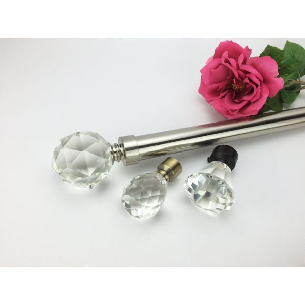 Crystal Round Stainless Steel Curtain Rods Double Ends