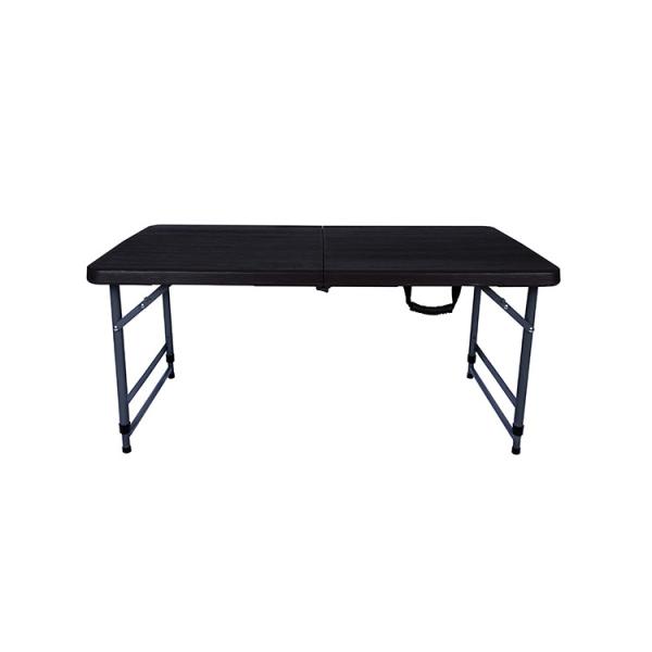 4 Foot Height Black Plastic Folding Tables Fold In Half Round 118cm Wood Grain