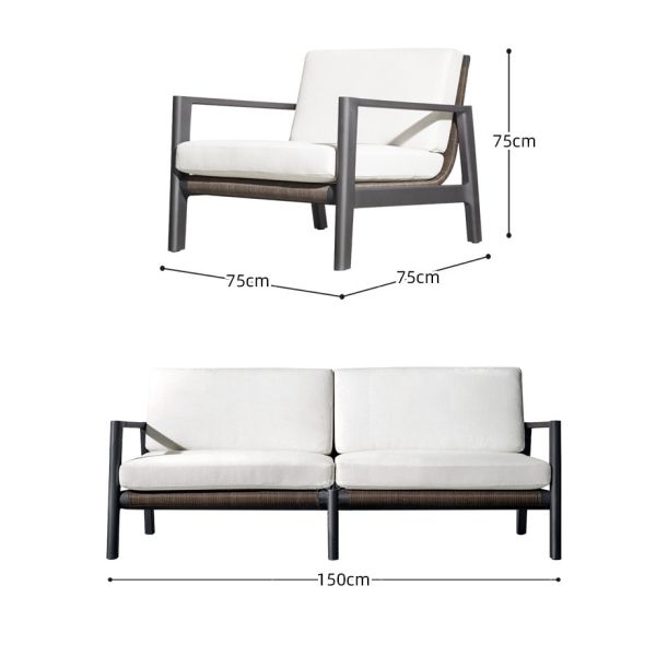 Modern Outdoor Furniture Poly Rattan Garden Sofa with Waterproof Fabric Seat