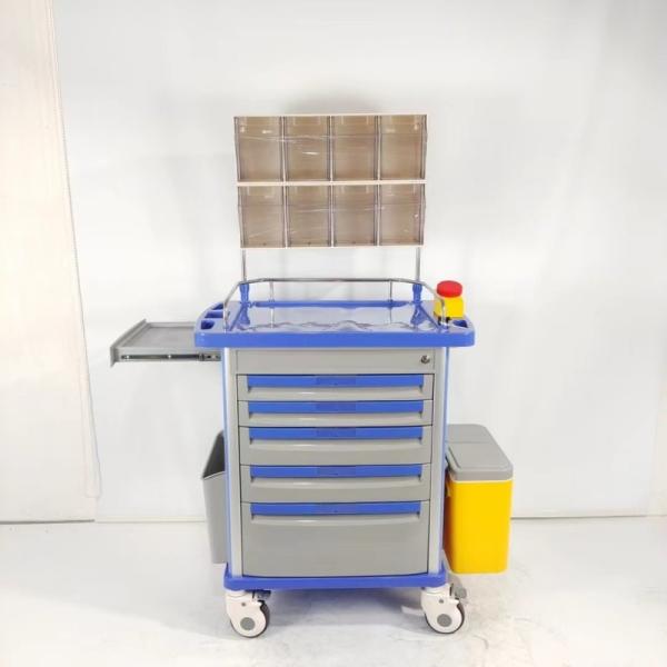 ABS Anesthesia Medical Trolley With 5 Locking Drawers Inside Dividers Compartments