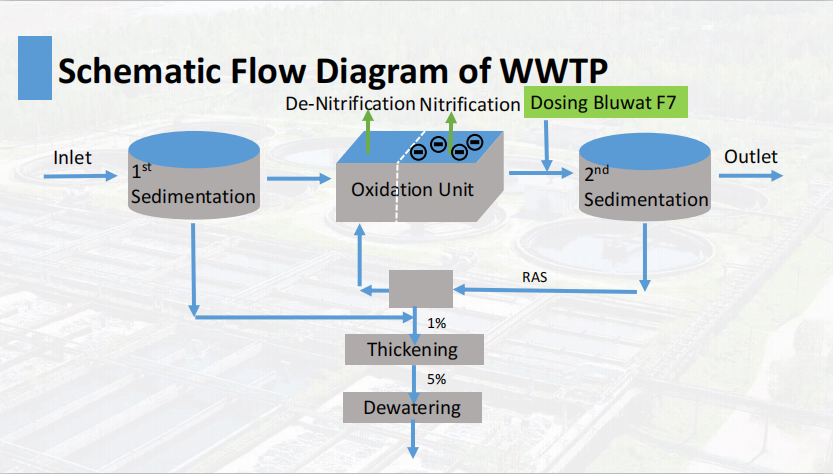 Coagulant inorganique Nanofloc A644 de traitement municipal de boue de Bluwat F7