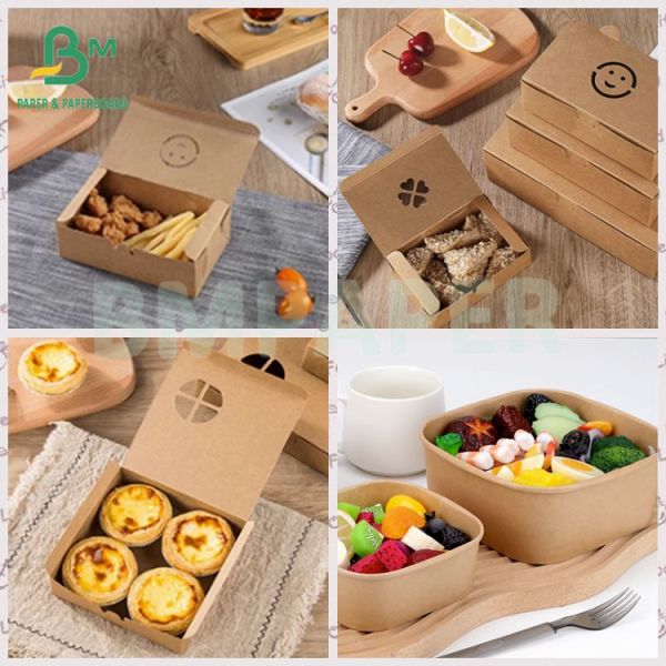 Продовольственная упаковочная коробка бумаги 350 гм пищевая форма PE покрытая крафт-бумага