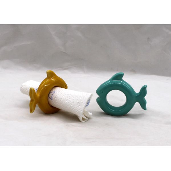 Home Decoration Fish Napkin Rings , Dolomite 5 Color Table Napkin Rings