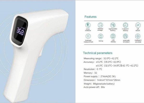 Gun Type Body Non Contact Forehead Scan Thermometer