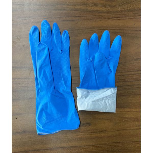 M50g Spray Flocklined Kitchen Washing Gloves Blue Color