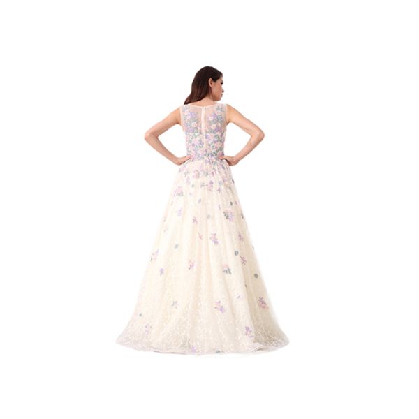 Flower Embroidery Ladies Evening Dresses , Saudi Arabic Maxi Party Dress