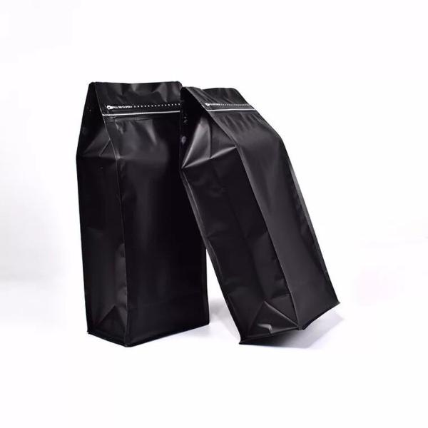 quad seal block bottom flat bottom coffee packing bag fully matte black coffee bag for 125g 250g 500g 1KG 2KG