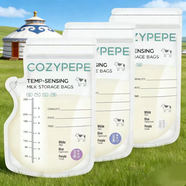 BPA-Free Leak-Proof Double Graduated Zipper Disposable Refrigerable Food Grade PE Stand Pouch Gravure Printed Milk Storage Bag