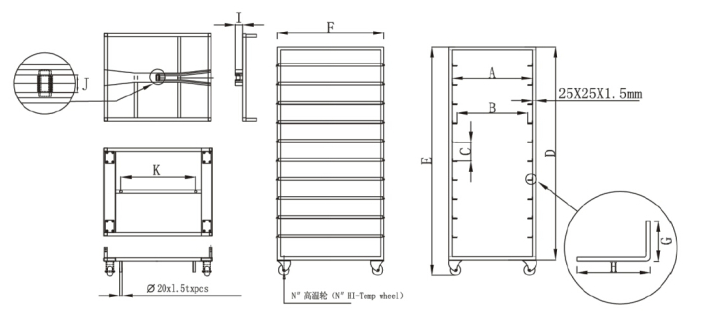 stainless steel bakery trolleys