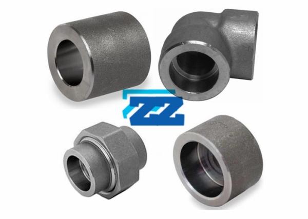 Carbon Steel Socket Weld Pipe Fittings 1 / 8 - 4  Inch Size Round Shape