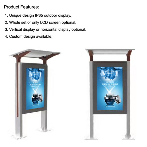 Vertical Lcd Display Outdoor Information Kiosk , High Brightness Freestanding Digital Poster
